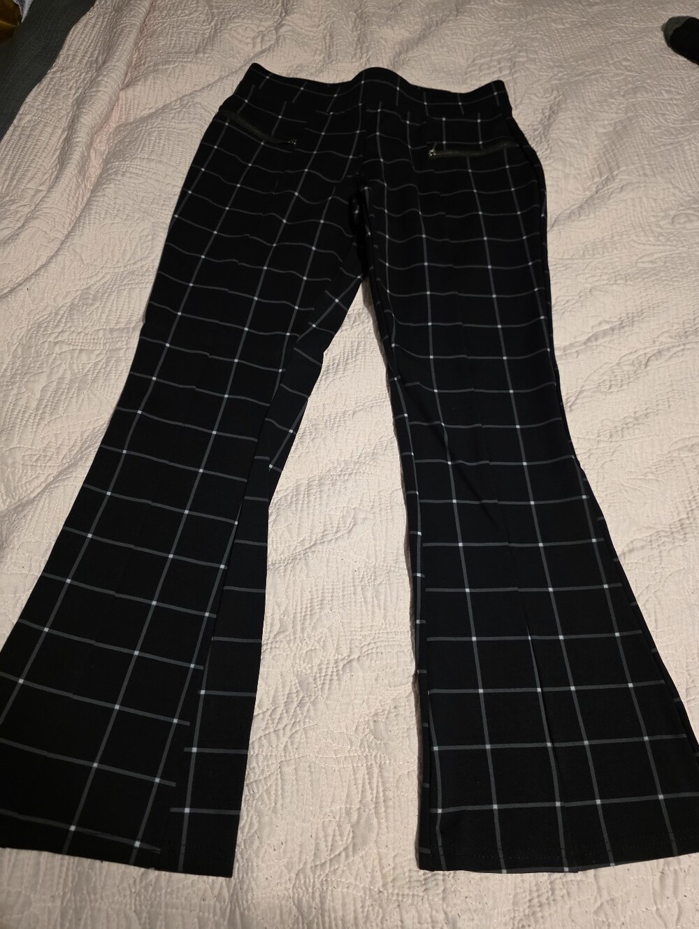 Black Windowpane Zip Pocket Trousers - Picture 2 of 5